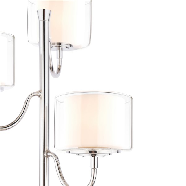 (image for) Laura Ashley Southwell 3 Light Floor Lamp Polished Nickel and Opal Glass